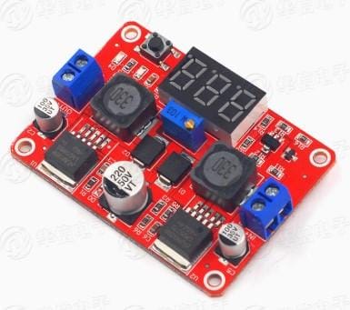 DC-DC buck-boost module dengan voltmeter