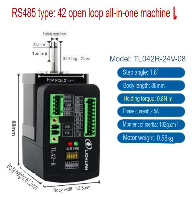 motor stepper + driver all in one with modbus rs485