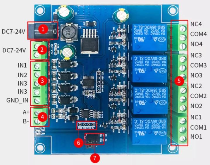Modul Relay 4-Channel TTL/RS485