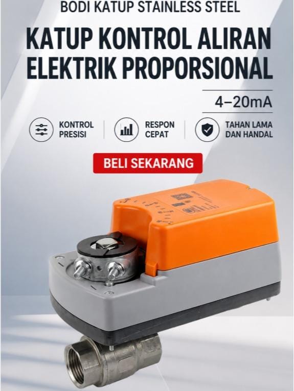 Motorized Proportional Valve Stainless Steel Flow Control 4-20mA