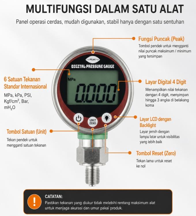 Digital Hydraulic Test Pressure Gauge 0-60 MPa