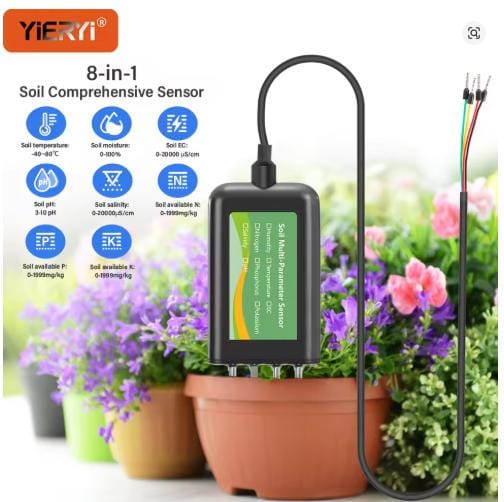 Soil Sensor 8in1 RS485 Modbus RTU – pH EC NPK Suhu Kelembaban Tanah