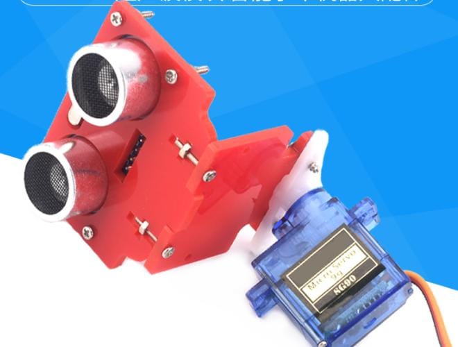 Servo Motor SG90 dan  Ultrasonic HC-SR04 dan Red Stand Complete Set